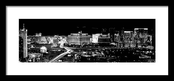 Photography Framed Print featuring the photograph City Lit Up At Night, Las Vegas #8 by Panoramic Images