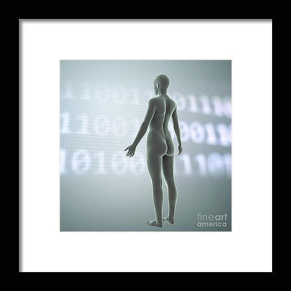3d Visualisation Framed Print featuring the photograph Digital Being #16 by Science Picture Co