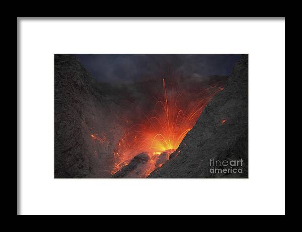 Horizontal Framed Print featuring the photograph Strombolian Type Eruption Of Batu Tara #8 by Richard Roscoe