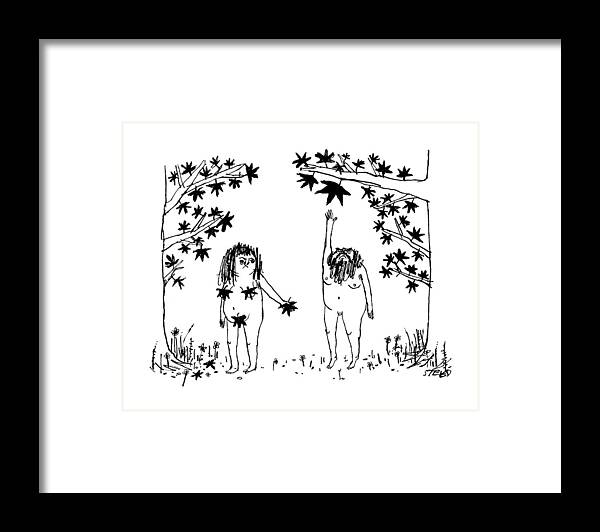 Adam And Eve Framed Print featuring the drawing New Yorker December 12th, 2016 by Edward Steed