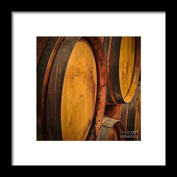 Barrels Framed Print featuring the photograph Wine barrels 2 by Elena Elisseeva