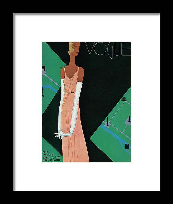 Fashion Framed Print featuring the photograph A Vintage Vogue Magazine Cover Of A Woman #9 by Eduardo Garcia Benito