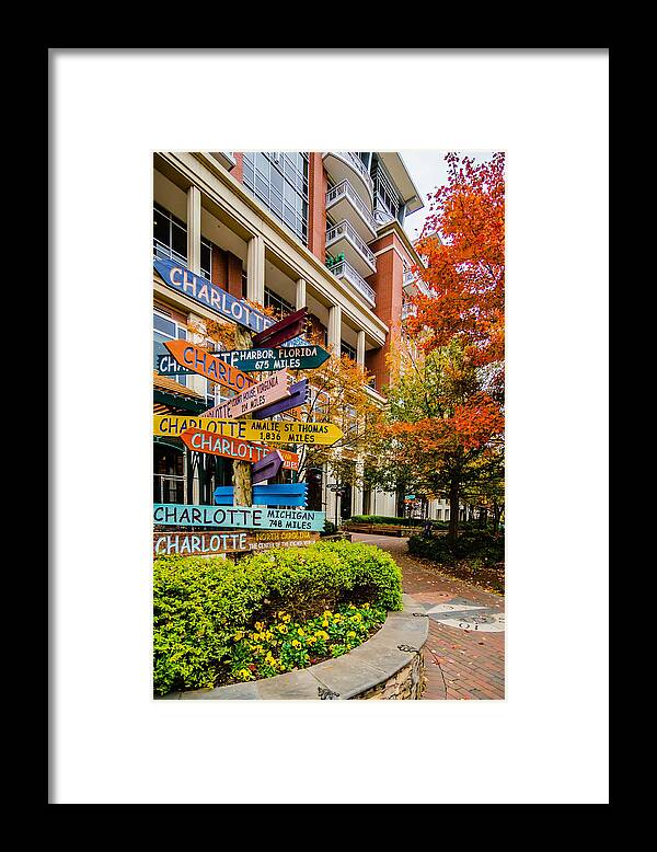 Autumn Framed Print featuring the photograph Charlotte City Skyline Autumn Season #9 by Alex Grichenko