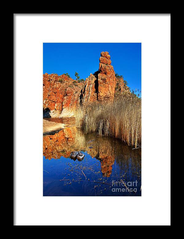 Glen Helen Gorge Outback Landscape Central Australia Water Hole Northern Territory Australian West Mcdonnell Ranges Framed Print featuring the photograph Glen Helen Gorge #9 by Bill Robinson