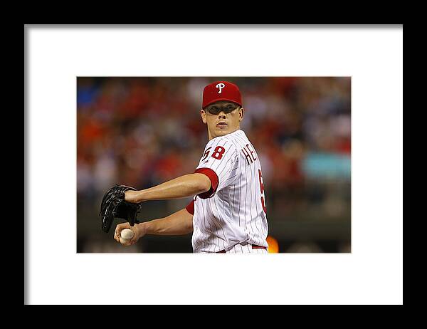 American League Baseball Framed Print featuring the photograph Miami Marlins v Philadelphia Phillies #9 by Rich Schultz