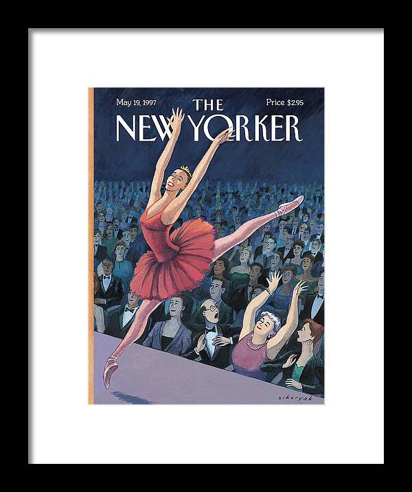 The Fan Ballet Performance Stage Audience Concert Concerts Dance Dancing Mimic Mock Mocking Bob Sikoryak Rsk Rsk Artkey 50901 Framed Print featuring the painting A Ballerina Performs In Front Of An Audience by R Sikoryak