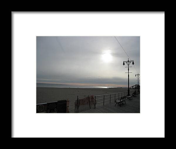 Beach Balmy Boardwalk Sky Brighton Beach Framed Print featuring the photograph A Balmy Sky by The Sea by Steve Y Leibowitz