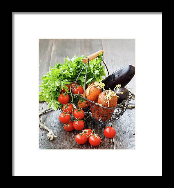 Food Framed Print featuring the photograph A Basket Of Vegetables From The Farmers by Julia Khusainova
