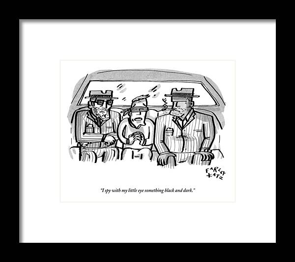 Mafia Framed Print featuring the drawing A Blindfolded Man In The Backseat Of A Car by Farley Katz