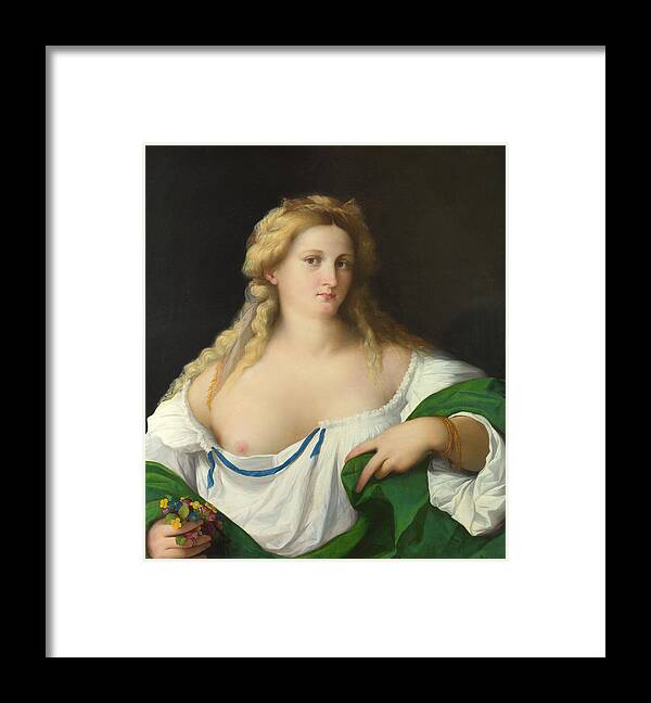 Palma Vecchio Framed Print featuring the painting A Blonde Woman by Palma Vecchio