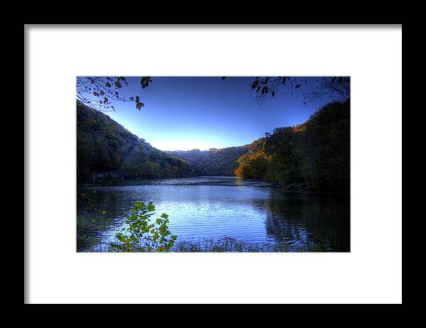 River Framed Print featuring the photograph A Blue Lake in the Woods by Jonny D