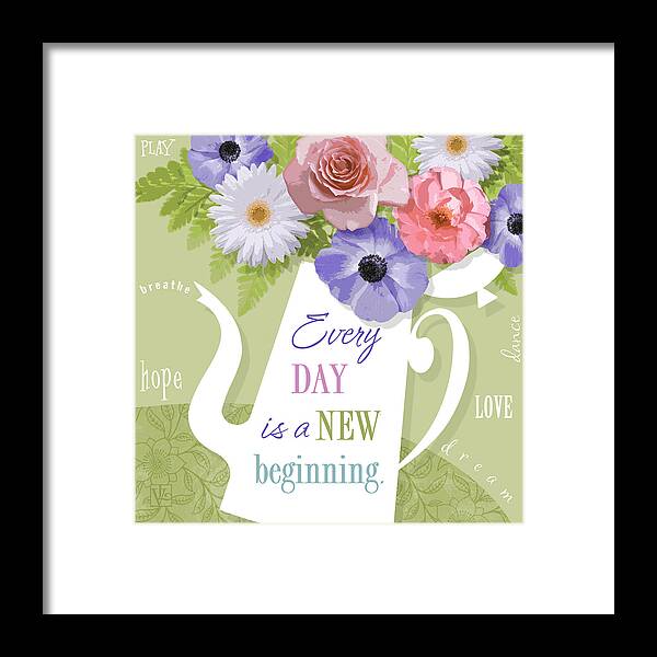 Floral Framed Print featuring the digital art A Brand New Day by Valerie Drake Lesiak