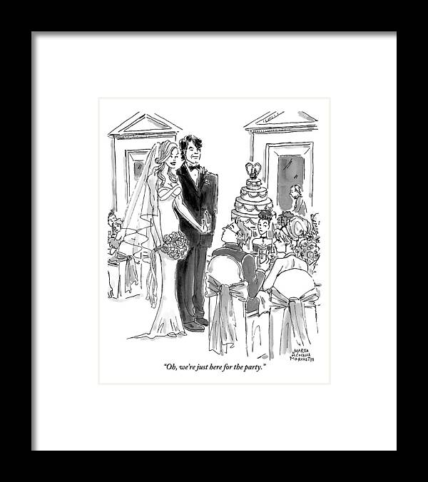 Marriages Framed Print featuring the drawing A Bride And Groom To The Guests At Their Wedding by Marisa Acocella Marchetto
