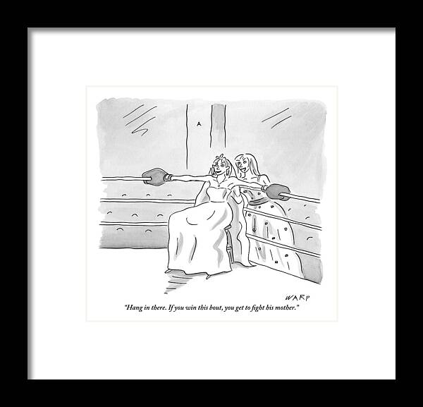 Mother-in-law Framed Print featuring the drawing A Bride Sits On A Stool In The Corner Of A Boxing by Kim Warp