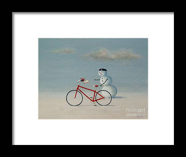 Snowman Framed Print featuring the painting A Case for Regifting by Phyllis Andrews