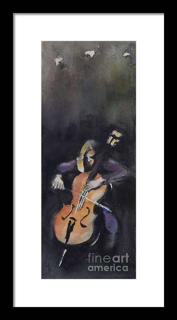 Music Framed Print featuring the painting A Cellist by Yoshiko Mishina