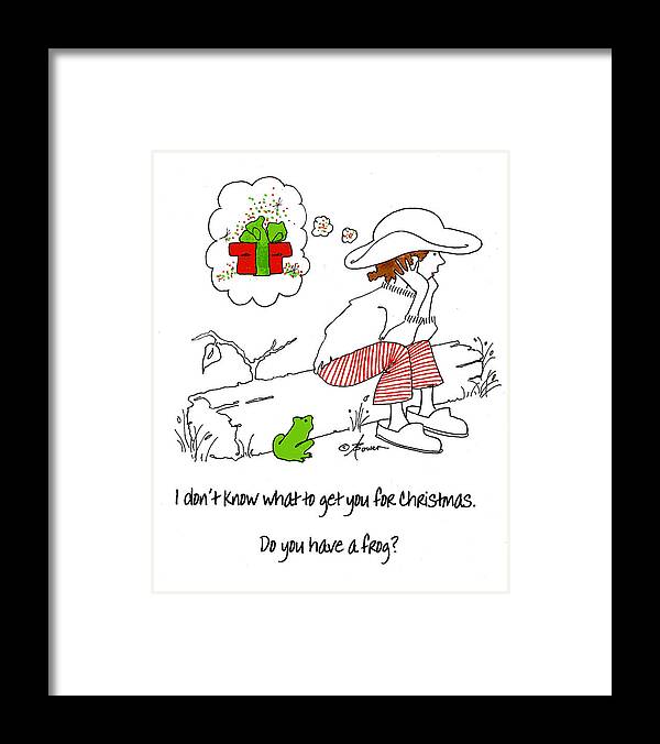 Little Girl Framed Print featuring the painting A Christmas Frog by Adele Bower
