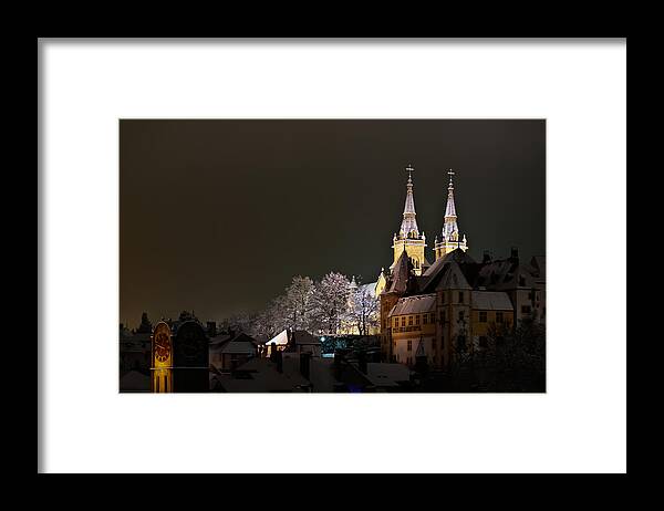Chateau De Neuchatel Framed Print featuring the photograph A cold winter's night by Charles Lupica