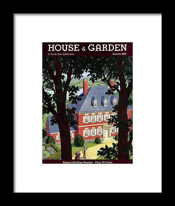 House And Garden Framed Print featuring the photograph A Colonial Manor House by Pierre Brissaud