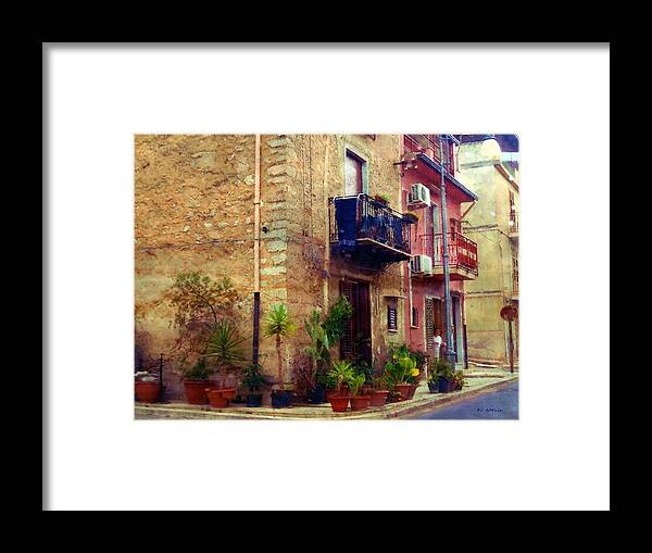 Italy Framed Print featuring the painting A Corner in Sicily by RC DeWinter