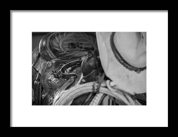 Landscapes Framed Print featuring the photograph A Cowboy's Gear by Amber Kresge