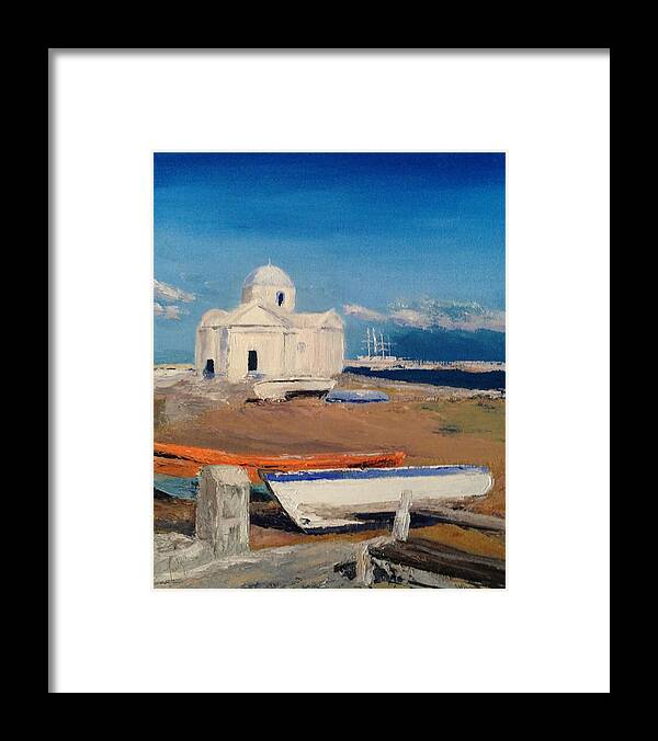  Framed Print featuring the painting Mykonos Sanctuary by Josef Kelly