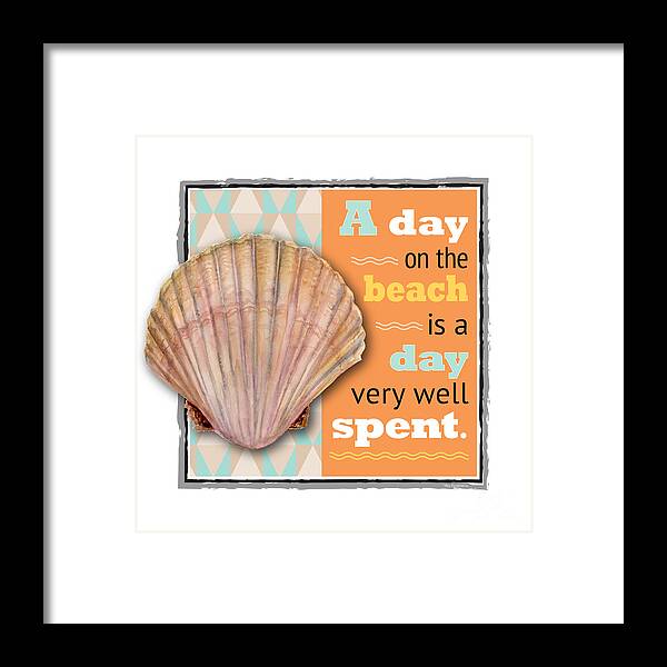 Scallop Framed Print featuring the digital art A day on the beach is a day very well spent. by Amy Kirkpatrick