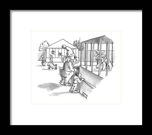 Captionless Framed Print featuring the drawing A Father And Son by Shannon Wheeler