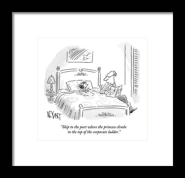 Parenting Framed Print featuring the drawing A Father Reads His Daughter A Bedtime Story by Christopher Weyant