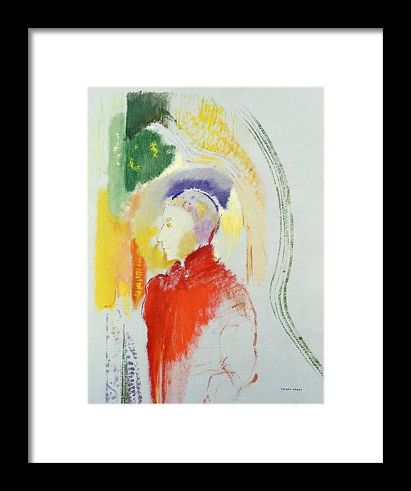 Profile Framed Print featuring the painting A Figure by Odilon Redon
