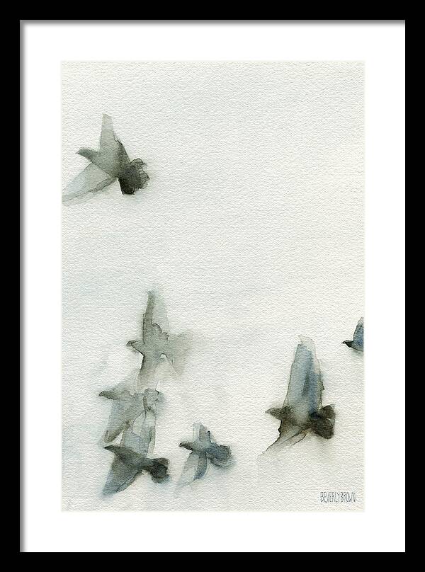 A Flock of Pigeons 1 Watercolor Painting of Birds by Beverly Brown