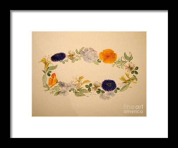 Watercolor Painting Framed Print featuring the painting A Flower Circle by Nancy Kane Chapman