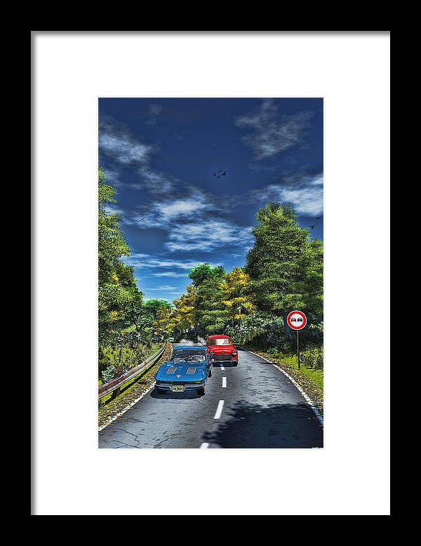 Auto Framed Print featuring the digital art A Game of Tag by Ken Morris