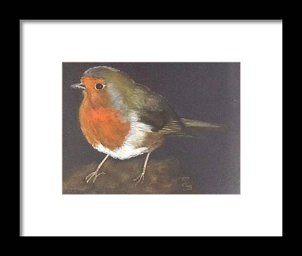 Robin Framed Print featuring the painting A Garden Friend by Carole Robins