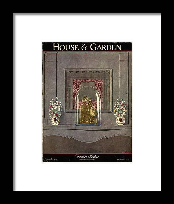 House And Garden Framed Print featuring the photograph A Gilded Mantle Clock In A Bell Jar by Andre E. Marty