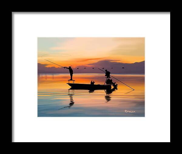 Fishing Framed Print featuring the digital art A Glorious Day by Kevin Putman