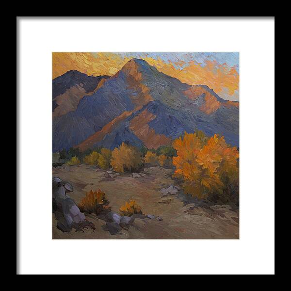 La Quinta Framed Print featuring the painting A Golden Sky by Diane McClary