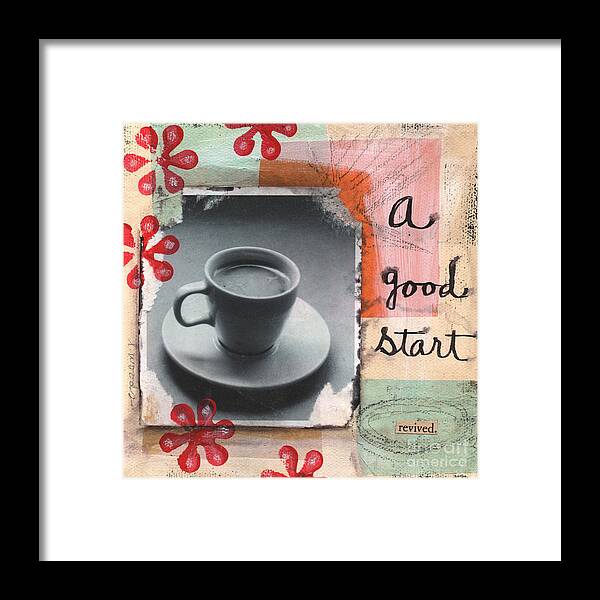 Coffee Framed Print featuring the mixed media A Good Start by Linda Woods
