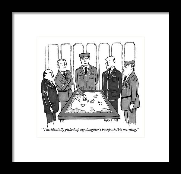 Army-generals Framed Print featuring the drawing A Group Of Generals Are Seen In The War Room by Kate Beaton