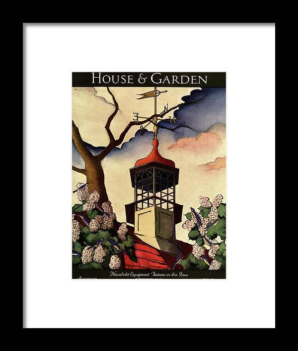 Illustration Framed Print featuring the photograph A House And Garden Cover Of A Weathervane by Bradley Walker Tomlin
