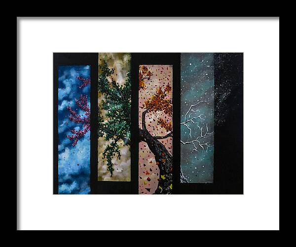 Contemporary Art Depiction Of Trees In The Four Seasons Framed Print featuring the painting A Life by Joel Tesch