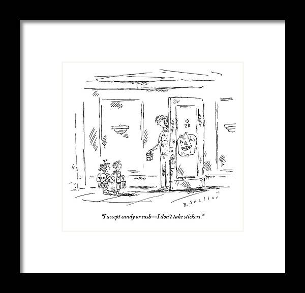 Halloween Framed Print featuring the drawing A Little Boy And Little Girl by Barbara Smaller