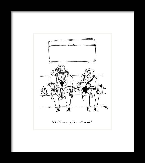 Subway Framed Print featuring the drawing A Man On The Subway Holds A Baby Sheep by Edward Steed