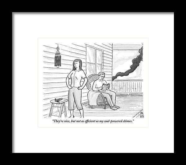 Porch Framed Print featuring the drawing A Man Sits On The Porch by Paul Noth
