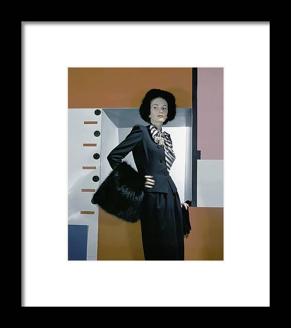 Accessories Framed Print featuring the photograph A Model Holding A Muff by Horst P. Horst