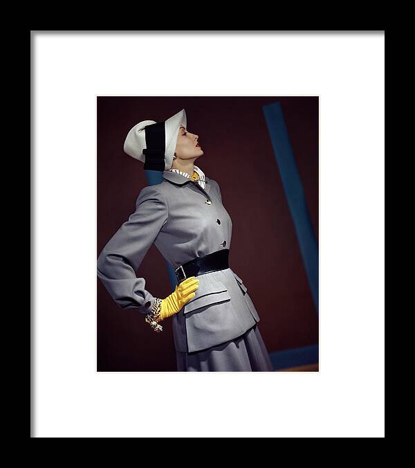 Skirt Suit Framed Print featuring the photograph A Model In A Vogue Couturier Suit by Horst P. Horst