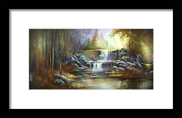 Landscape Framed Print featuring the painting 'a Moment' by Michael Lang
