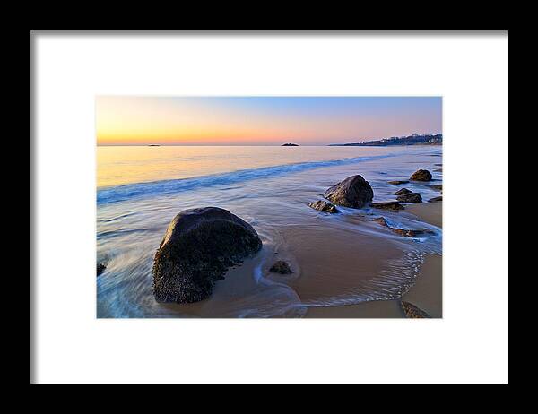 Sunrise Framed Print featuring the photograph A New Day Singing Beach by Michael Hubley