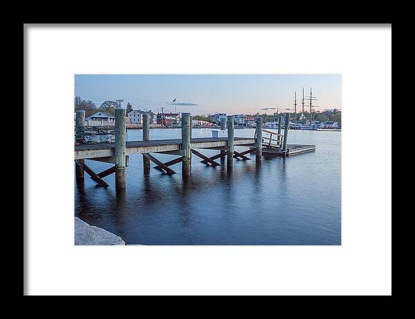 Dock Reflection Framed Print featuring the photograph A Peaceful Dock - Mystic CT by Kirkodd Photography Of New England