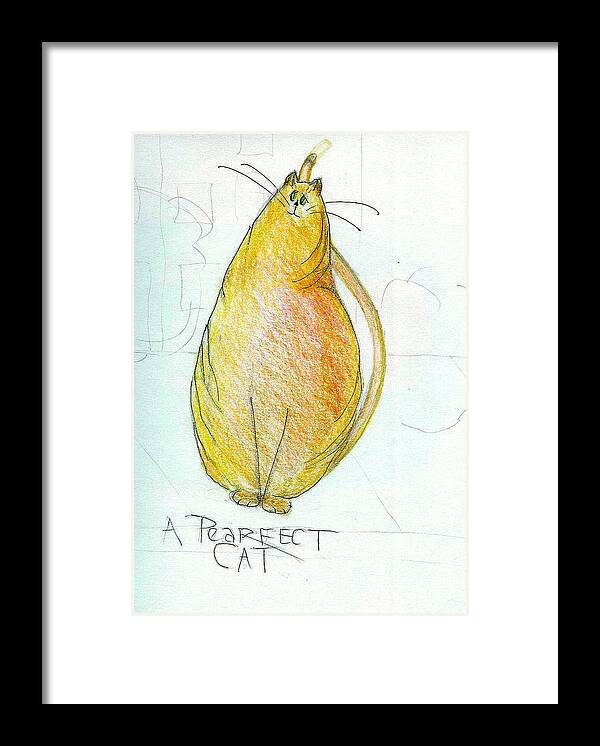 Cat Framed Print featuring the mixed media A Pearfect Cat by Ruth Dailey